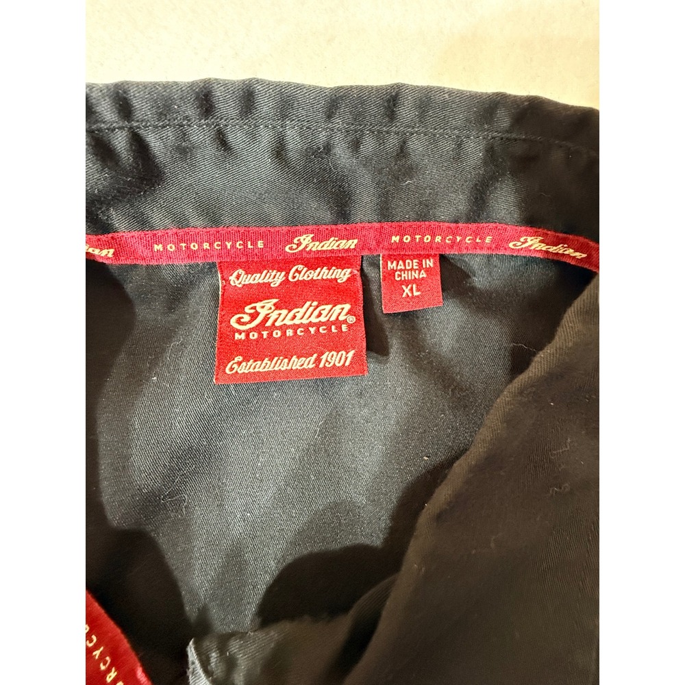 Indian Motorcycle Work Shirt Mens Size XL Black  Embroidered Logo Button Up - Picture 2 of 15